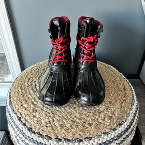 Tommy Hilfiger Black and Red Lace-Up Boots